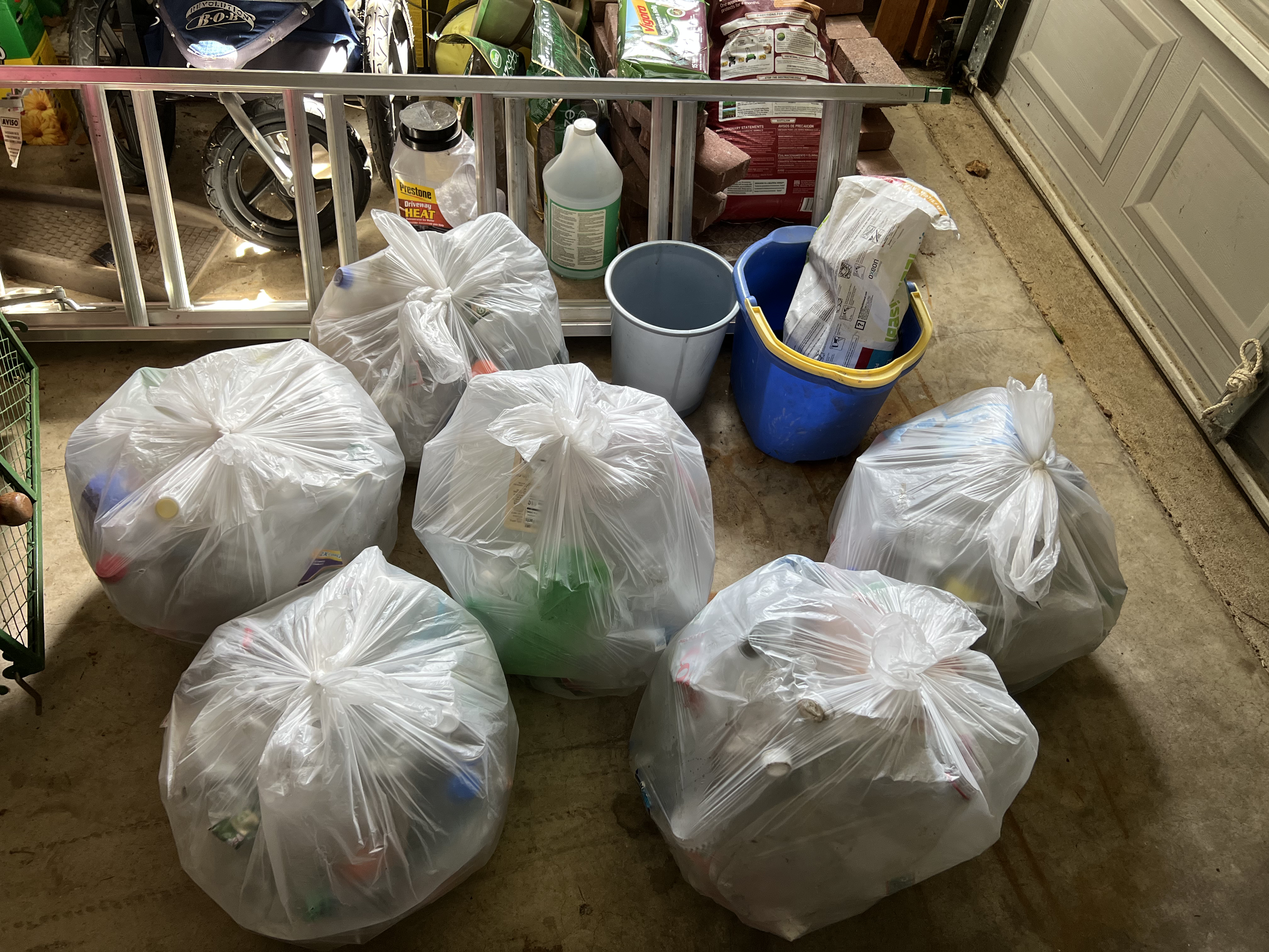Collected materials in garage